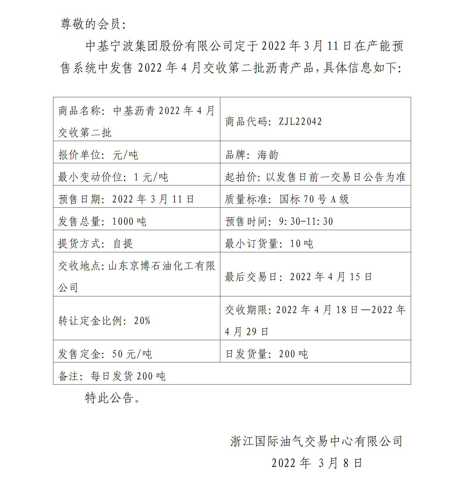 關(guān)于中基寧波集團(tuán)股份有限公司預(yù)售2022年4月交收第二批瀝青產(chǎn)品的公告_01.png